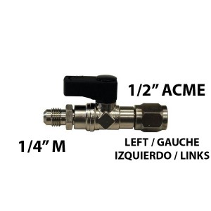 TAP 1/2"F ACME LEFT - 1/4"M SAE WITH PIN