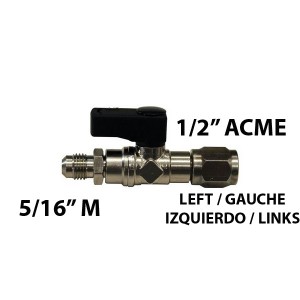 ROBINET 1/2"F ACME GAUCHE - 5/16"M SAE AVEC EPINGLE