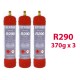 GAZ R600a (isobutane) 420g x3 BOUTEILLES